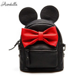 B52 2017 New Female Bag PU Leather Women Bags Cute Animals Ears Bow Backpacks Lovely Bowknot College Sweet Girl Mini Backpack