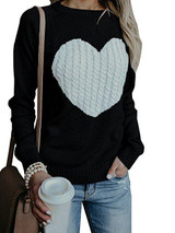Autumn Winter Women O-neck Knitted Sweaters Heart Cute Long Sleeve Pullover Knitting Sweater Women Casual Patchwork Pullovers