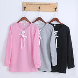Autumn Pullover Sweatshirt Fashion Bandage Hoodies Women Casual Loose