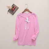 Autumn Pullover Sweatshirt Fashion Bandage Hoodies Women Casual Loose