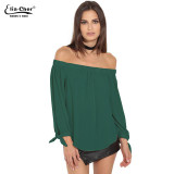 Autumn Off Shoulder Women Blouses Slash Neck 2016 Tops Plus Size Casual Cotton Chic Elegant Lady Shirts Elia Cher Brand Blusas