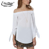 Autumn Off Shoulder Women Blouses Slash Neck 2016 Tops Plus Size Casual Cotton Chic Elegant Lady Shirts Elia Cher Brand Blusas