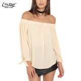 Autumn Off Shoulder Women Blouses Slash Neck 2016 Tops Plus Size Casual Cotton Chic Elegant Lady Shirts Elia Cher Brand Blusas