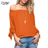 Autumn Off Shoulder Women Blouses Slash Neck 2016 Tops Plus Size Casual Cotton Chic Elegant Lady Shirts Elia Cher Brand Blusas