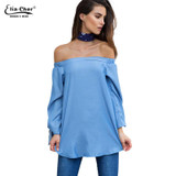 Autumn Off Shoulder Women Blouses Slash Neck 2016 Tops Plus Size Casual Cotton Chic Elegant Lady Shirts Elia Cher Brand Blusas