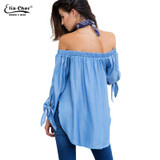 Autumn Off Shoulder Women Blouses Slash Neck 2016 Tops Plus Size Casual Cotton Chic Elegant Lady Shirts Elia Cher Brand Blusas