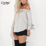 Autumn Off Shoulder Women Blouses Slash Neck 2016 Tops Plus Size Casual Cotton Chic Elegant Lady Shirts Elia Cher Brand Blusas