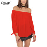 Autumn Off Shoulder Women Blouses Slash Neck 2016 Tops Plus Size Casual Cotton Chic Elegant Lady Shirts Elia Cher Brand Blusas