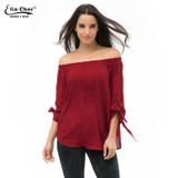 Autumn Off Shoulder Women Blouses Slash Neck 2016 Tops Plus Size Casual Cotton Chic Elegant Lady Shirts Elia Cher Brand Blusas