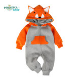 Autumn Newborn Baby Cotton Rompers Cartoon Fox Long Sleeve Boy Clothes Jumpsuit Infant Girls Animal Hooded Costume Baby Product