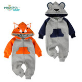 Autumn Newborn Baby Cotton Rompers Cartoon Fox Long Sleeve Boy Clothes Jumpsuit Infant Girls Animal Hooded Costume Baby Product