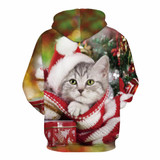 autumn new Men/Women Hooded sweatshirts Print Animal Cat Pullover 3d Hoodies Christmas Hat Cat Sweatshirt Sudaderas Tops Clothes