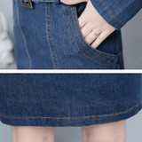 Autumn New 2017 Women Denim Dress Office Ladies Jeans Shirt Dress One-piece Dress With Belt For Women Pencil Elegant Jeans Dress