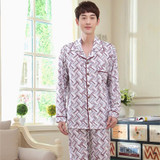 Autumn Mens Pajamas Knitted Cotton Men Pajama Sets Full Sleeve Pyjamas Sleepwear Casual Sleep Lounge Plaid Pijama M-3XL R144