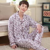 Autumn Mens Pajamas Knitted Cotton Men Pajama Sets Full Sleeve Pyjamas Sleepwear Casual Sleep Lounge Plaid Pijama M-3XL R144
