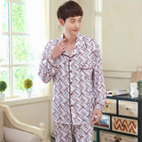 Autumn Mens Pajamas Knitted Cotton Men Pajama Sets Full Sleeve Pyjamas Sleepwear Casual Sleep Lounge Plaid Pijama M-3XL R144