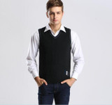 Autumn men plaid wool sweater vest casual v-neck sleeveless cashmere sweater