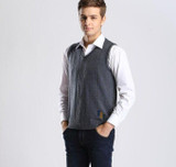 Autumn men plaid wool sweater vest casual v-neck sleeveless cashmere sweater