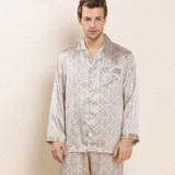 Autumn Men Brand Silk Sleepwear Long-sleeve Pajama Set 100% Silk Sleepwear Male Luxury Men Pajamas Sets Free Shipping