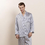 Autumn Men Brand Silk Sleepwear Long-sleeve Pajama Set 100% Silk Sleepwear Male Luxury Men Pajamas Sets Free Shipping