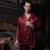 Autumn Men and Women lovers Silk Pajamas Sleepwears Long-sleeve 5A 100% Mulberry Silk Pajama Sets Free Shipping