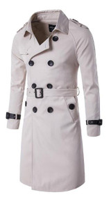 Autumn long windbreaker male double breasts Slim men's windbreaker khaki genuine long coat jacket male