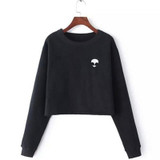 Autumn Long Sleeve Women Sweatshirts Casual O-Neck Cropped Pullovers Female Hoodies Coats Fashion Print Short Hoodies Grey S-2XL