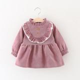 Autumn Long Sleeve Infants Kids Baby Bebe Girls Bow Ruffles Dresses Princess Tutu Birthday Party Dress Vestidos MT1396