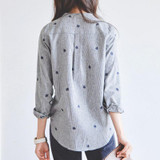 Autumn Leaves Embroidery Long Sleeve Women Blouses And Shirts Female Ladies Casual Shirt Tops Striped Plus Size Blusas Blouse