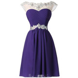 Purple Cocktail Dresses 2017 Grace Karin Chiffon Backless Sleeveless Blue Knee Length Formal Gowns Pretty Cocktail Party Dresses