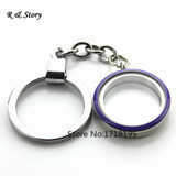 Purple Enamel Stainless Steel Floating Locket Keychain Key Ring fit Floating Charms LFK_015