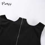 Pureyiyi sexy women skirt with high waist black zipper long skirts female 2017 autumn vintage skinny womens pencil skirt