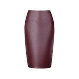 Pure color PU Womens pencil skirts fashion bodycon lady midi saia female faldas fashion girls slim bottoms M-XXL wholesale