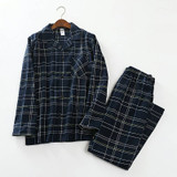 Pure 100% cotton plaid pajamas sets Men long-sleeve plus size casual husband Pyjamas sleepwear men Autumn and winter homewear