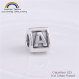 Pure 925 Sterling Silver Jewelry Bead Fits Pandora Charms Bracelet Cubic Letter A  Women DIY Fine Jewelry diy Making