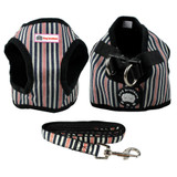 Puppy Dog Harness and Walking Leads Set Strip Style 4 Sizes 6 Colors