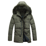 PUNKOOL Mens Long Parka Winter New Fashion Thicken Fur Hood Down Jacket Mens Winter Coat Keep Warm Long Parka Men Outerwear