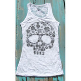 Punk Style Women Tops Summer Sexy Sleeveless Skull Printed 2017 Fashion Casual Hollow Out Female Shirt LJ8813Y
