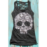Punk Style Women Tops Summer Sexy Sleeveless Skull Printed 2017 Fashion Casual Hollow Out Female Shirt LJ8813Y