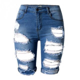 Punk Rock Style Summer Hole High Waisted Denim Shorts Vintage Ripped Short Jeans Sexy Womens Shorts