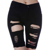 Punk Rock Style Summer Hole High Waisted Denim Shorts Vintage Ripped Short Jeans Sexy Womens Shorts