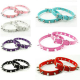 Punk Spiked Pet Dog Collar Round Bullet Nail Rivet Studded Pet Collar Neck Strap Dog Collar Led Perro PU Leather Pet Necklace