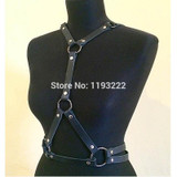 Punk Rock Gothic Handcrafted Leather Halter Choker Harness Body Bondage Underbust Triangle Waist Suspender Betlts