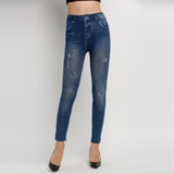 Punk Close-fitting Sexy Women Leggings Girl Imitation Stretch Skinny Jeans Leggings Pencil Pants Tights Pencil Pants Hole Jeans