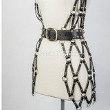 Punk Gothic Stylish Party Club Handcrafted Leather Body Bondage Caged Frame Harness Dress Belt Straps