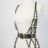 Punk Gothic Stylish Party Club Handcrafted Leather Body Bondage Caged Frame Harness Dress Belt Straps