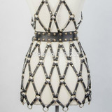 Punk Gothic Stylish Party Club Handcrafted Leather Body Bondage Caged Frame Harness Dress Belt Straps