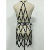 Punk Gothic Stylish Party Club Handcrafted Leather Body Bondage Caged Frame Harness Dress Belt Straps