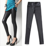 Punk Black Sexy Skinny Pants 2017 New Spring Arrival Fashion Slim Fit Waist Stretch Faux Leather High Elasticity Leggings K031