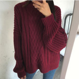 pullover Women 2017 New Plus Size Women's Sweaters Bat Sleeves Autumn Winter Twist Knitted Sweaters Crochet Jackets